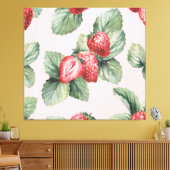 Sommerreife Erdbeeren: Aquarellfarben Rosa Leinwanddruck (Insitu (Wohnzimmer))