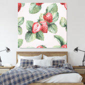 Sommerreife Erdbeeren: Aquarellfarben Rosa Leinwanddruck (Insitu (Schlafzimmer))