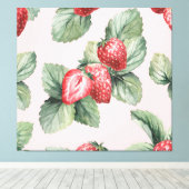 Sommerreife Erdbeeren: Aquarellfarben Rosa Leinwanddruck (Insitu (Holzboden))