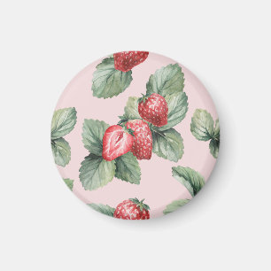 Sommerreife Erdbeeren: Aquarellfarben Rosa Magnet