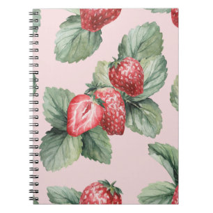 Sommerreife Erdbeeren: Aquarellfarben Rosa Notizblock