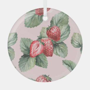 Sommerreife Erdbeeren: Aquarellfarben Rosa Ornament Aus Glas