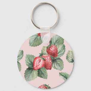Sommerreife Erdbeeren: Aquarellfarben Rosa Schlüsselanhänger