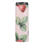 Sommerreife Erdbeeren: Aquarellfarben Rosa Thermosbecher (Rückseite)