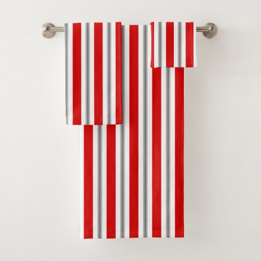 Sommerreifen, tiefrot, weiß und grau badhandtuch set (Insitu)