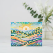 Sommerresidenz mit Lavendel und Blume Postkarte (Stehend Vorderseite)