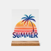 Sommerretro-Sonnenuntergang Acrylschild (Vorderseite)