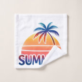 Sommerretro-Sonnenuntergang Badhandtuch Set (Waschlappen)