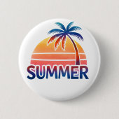 Sommerretro-Sonnenuntergang Button (Vorderseite)