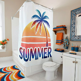 Sommerretro-Sonnenuntergang Duschvorhang