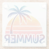 Sommerretro-Sonnenuntergang Glasuntersetzer (Rückseite)
