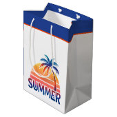 Sommerretro-Sonnenuntergang Mittlere Geschenktüte (Rückseite Schrägansicht)