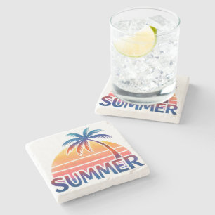 Sommerretro-Sonnenuntergang Steinuntersetzer