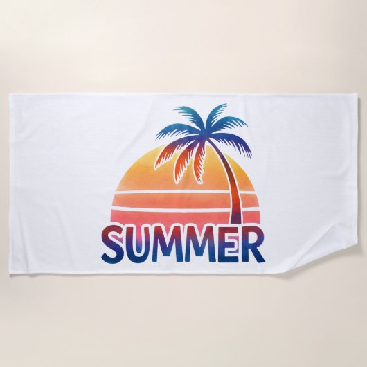 Sommerretro-Sonnenuntergang Strandtuch (Vorderseite)