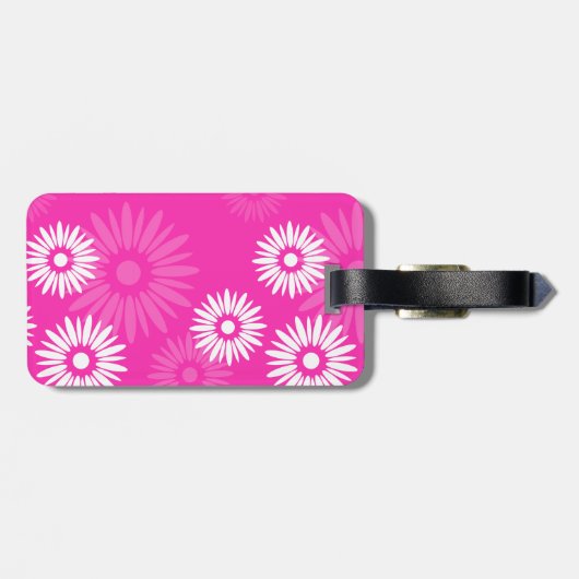 Sommerrosa Blume Gepäckmarke Gepäckanhänger (Rückseite horizontal)