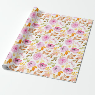 Sommerrosa Blume Wasserfarbenes Blumenmuster Geschenkpapier