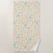 Sommerrosa Gelbe Blumen Blaues Radmuster Strandtuch (Vorderseite)