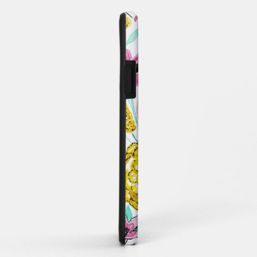 Sommerrosa Gelbe Blumen Wasserfarbenmonogramm Case-Mate iPhone Hülle (Hinten/Rechts)