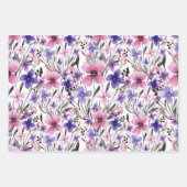 Sommerrosa grüne Wasserfarbe Blühende Blume Geschenkpapier Set (Vorderseite 3)