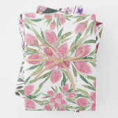 Sommerrosa grüne Wasserfarbe Blühende Blume Geschenkpapier Set (Beispiel)