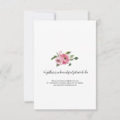 Sommerrosa Hochzeit mit floralen Wasserfarben RSVP Karte (Rückseite)
