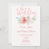 Sommerrosa Korallenminztypografie Hochzeit Einladung (Vorderseite)