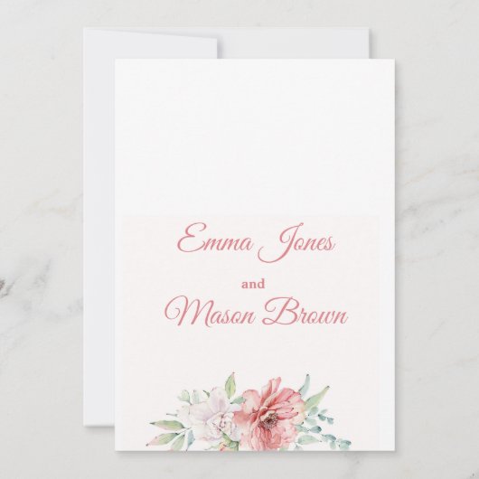 Sommerrosa Korallenminztypografie Hochzeit Einladung (Rückseite)