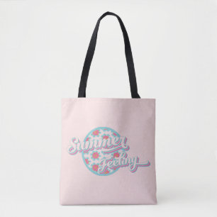 Sommerrosa und blaue Retro-Typografie des Gefühls Tasche