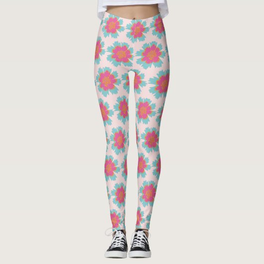 Sommerrosa und blaues Gefühl Leggings (Vorderseite)