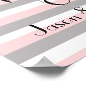 Sommerrosa und graue Streifen Blumenstrauß Hochzei Poster (Ecke)