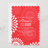 Sommerrote Blume Geburtstagsparty Einladung (Rückseite)