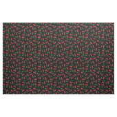 Sommerrote Kirschen auf schwarzem Muster Stoff (Fat Quarter (45,7 x 55,9 cm))