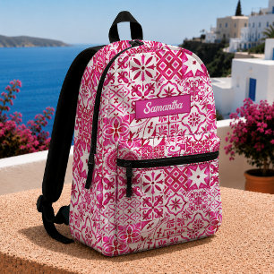 Sommerrote Majolika-Sizilianische Mittelmeerkachel Bedruckter Rucksack