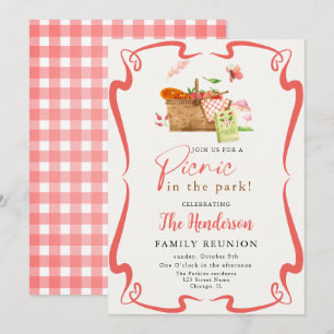 Sommerroter Spaß Picknick im Park Familientreffen  Einladung