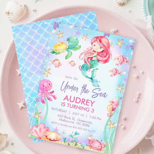 Sommerrothaarmee unter dem Meer Geburtstag Einladung