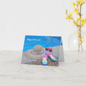 Sommerruhestand nach Pool für Frauen Karte (Gelbe Blume)