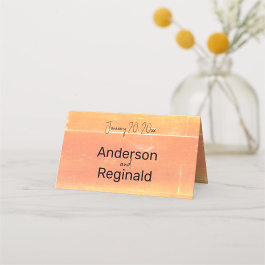 Sommerrustikale Lässig-Gelbpfirsichhochzeit Platzkarte (Rückseite)