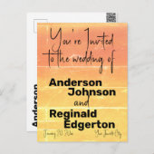 Sommerrustikale Lässig-Gelbpfirsichhochzeit Postkarte (Vorne/Hinten)