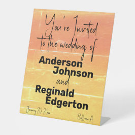 Sommerrustikale Lässig-Gelbpfirsichhochzeit Sockelschild