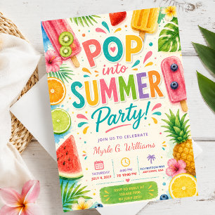Sommers Geburtstag Eis-Pool-Party Tropisches Obst Einladung