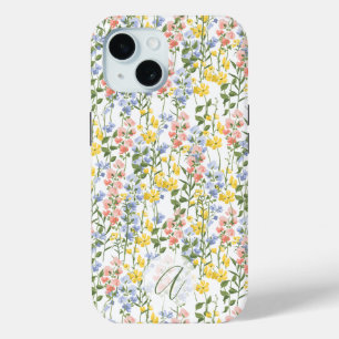 Sommers Gelbe Pfirsich Wildblume Monogramm Anfangs Case-Mate iPhone Hülle