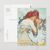 Sommersaison Alphonse Mucha Postkarte (Vorne/Hinten)