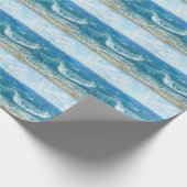 Sommersaison, blaue Wellen, Acrylmalerei. Geschenkpapier (Ecke)