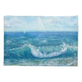 Sommersaison, blaue Wellen, Acrylmalerei. Kissenbezug (Rückseite)