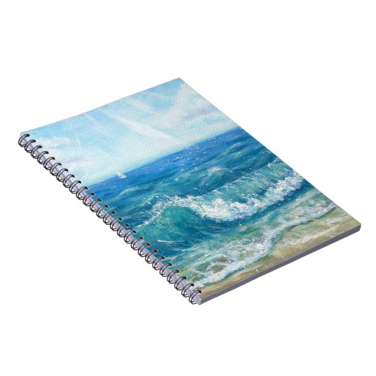 Sommersaison, blaue Wellen, Acrylmalerei. Notizblock (Rechte Seite)