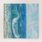 Sommersaison, blaue Wellen, Acrylmalerei. Puzzle (Horizontal)