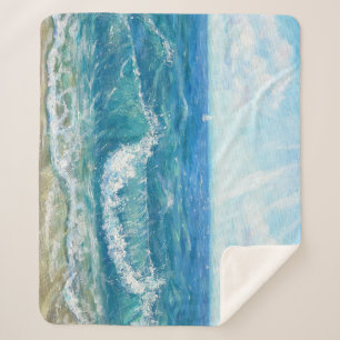 Sommersaison, blaue Wellen, Acrylmalerei. Sherpadecke