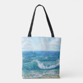 Sommersaison, blaue Wellen, Acrylmalerei. Tasche (Rückseite)