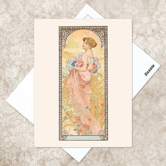 Sommersaison Illustration Alphonse Mucha Postkarte