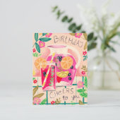 Sommersangria Geburtstag Gruß Postkarte (Stehend Vorderseite)